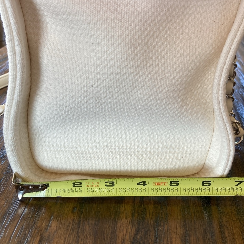 CHANEL Deauville Shopping Bag Tote White Boucle Silver Hardware - Picture 15 of 16